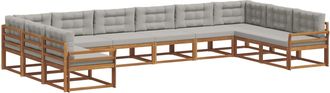 vidaXL Conjunto De Sof&aacute;s De Exterior 10 Uds. Natural Y Gris Claro Vidaxl