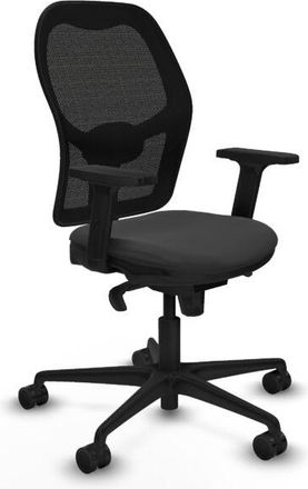 Piqueras y Crespo Piqueras Y Crespo - Jorquera Sincro Malla Negra Similpiel Gris Oscuro Brazos 2d Base Nailon Ruedas 65mm Nailon