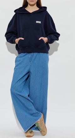 American Vintage Sweatshirt With Logo, Womens, Navy Blue