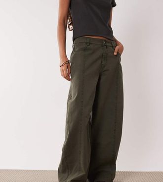 Asos Petite ASOS DESIGN Petite - Pantaloni a cilindro kaki-Blu