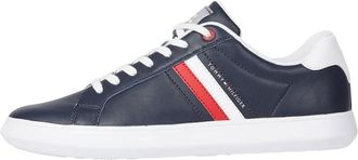 Tommy Hilfiger Mens Essential Leather Low Top Cupsole Trainers, Blue (Desert Sky), 10.5