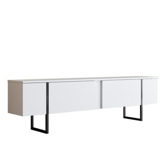 Calicosy Mueble TV 2 puertas abatibles L180 cm - Blanco y negro