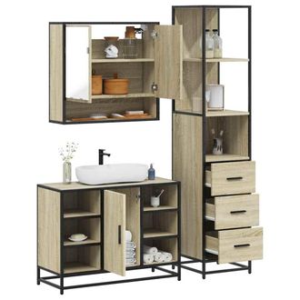 Berkfield Home 3&not;Piece Bathroom Furniture Set&not;Sonoma Oak Engineered Wood in Brown
