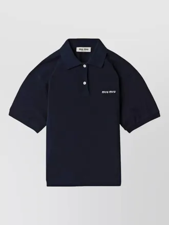Miu Miu short sleeve fitted polo collar top