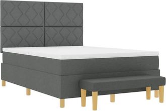 vidaXL Cama Tipo Box Spring Con Colch&oacute;n Gris Oscuro 160 X 200 Cm Tela Vidaxl