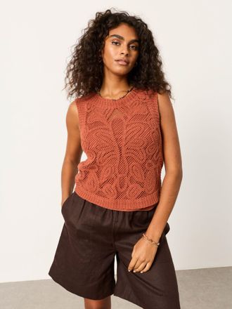 Fat Face FatFace Rust Brown Palm Pattern 2-in-1 Tank