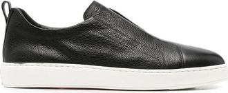 Santoni Victory Slip-on Grained-leather Sneakers