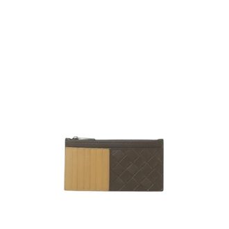 Bottega Veneta Wallets & Cardholders, male, Green, Size: ONE SIZE Woven Leather Card Holder Zip Wallet