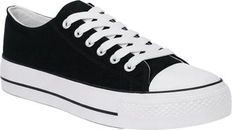 Generic Womens Canvas Platform Low Top Trainers Lace Up Comfort Sneakers with Toe Cap Chunky Outsole (Black, UK Footwear Size System, Adult, Women, Numeric, M