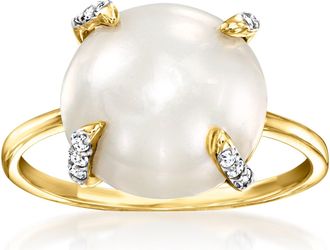 Ross-Simons 12-12.5mm Cultured Mabe Pearl and. Diamond Ring in 14kt Yellow Gold
