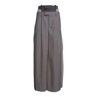 Erika Cavallini Semi Couture Wide Trousers, female, Gray, Size: S Wide Trousers