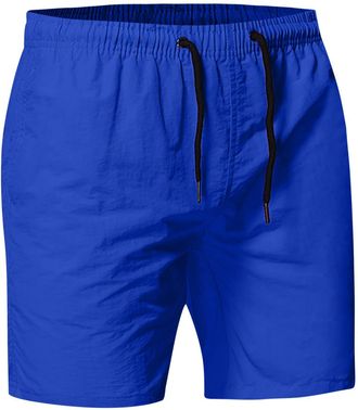 Generic Mens Casual Loose Breathable Lightweight Elasticated Waist Quick Dry Solid Color Beach Drawstring Shorts Swim Trunks Sports Running Jogging Training F