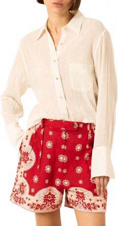 Alix of Bohemia Ondine Dobby Cotton Button Down Shirt In White Pearl