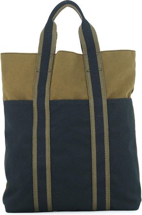 Herm&egrave;s Black Green Canvas Handbag Tote Bag (Pre-Owned)