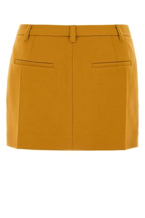Miu Miu Womens Pastel Orange Stretch Viscose Blend Mini Skirt Senape Gonne