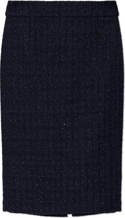 Emporio Armani Lurex Tweed Rok - Dames - Kokerrokken - Blauw - S - Tweed - Rokken