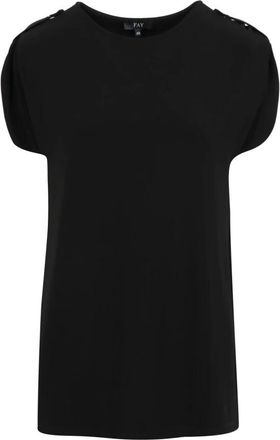 Fay Blouse met bootnek en korte mouwen - Dames - Blouses - Zwart - XS - Overhemden