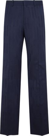 Off-white Blue Sierra Leone Virgin Wool Shibori Jacquard Slim Pant-Uomo