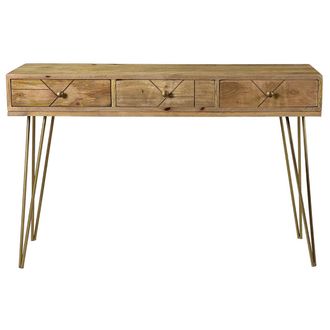 Miliboo Consola En Mango Y Metal Dorado L120 Cm Linium