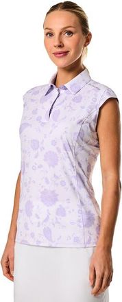Coolibar Womens Performance Sleeveless Polo - UPF 50+ Sun Protection - Dew in White Floral Paisley at Nordstrom, Size X-Small
