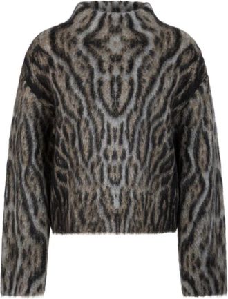 Marc Cain Ozelot Pullover - Dames - Coltruien - Veelkleurig - M - Wol - Truien & Vesten