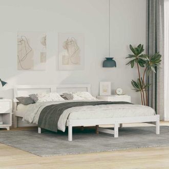 vidaXL Estructura De Cama Blanco 150 X 200 Cm Madera Maciza De Pino Vidaxl