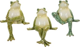 Melrose International Stone Garden Frog Shelf Sitter (Set of 3) - Green