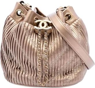 Chanel Bolso Pre-owned de Piel de Cordero Fruncido - Pre-owned - Mujer - Beige - ONE SIZE