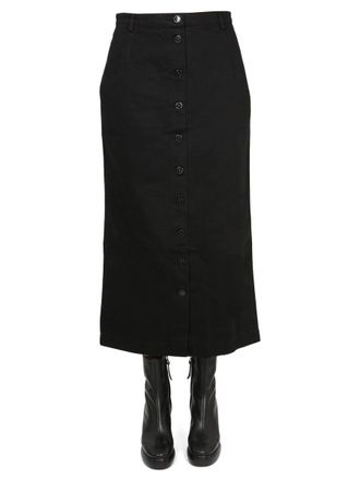 Raf Simons Cotton Midi Skirt - Black