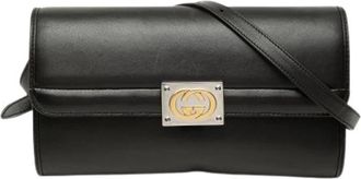 Gucci Pre-owned Leather gucci-bags - Dames - Vintage Schoudertas - Zwart - ONE Size - Vintage
