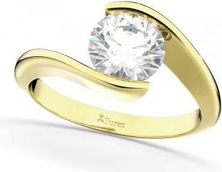 Allurez Tension Set Solitaire Diamond Engagement Ring 14k Yellow Gold 0.50ct