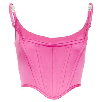 Versace new VERSACE Medusa 95 Satin Waterlilly fuschia pink boned corset top IT36 XXS