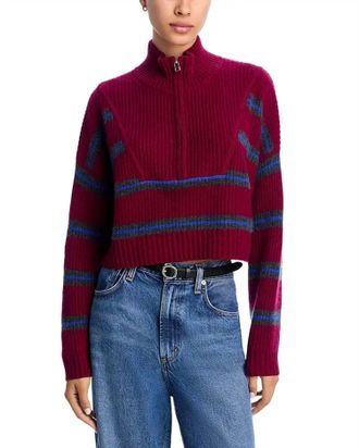 Staud Cropped Hampton Sweater In Crimson Stripe