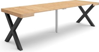 Skraut Home Skraut Home - Mesa Consola Extensible, Mesa Comedor Plegable, 260, Para 12 Comensales, Patas Madera Maciza, Estilo Moderno, Roble