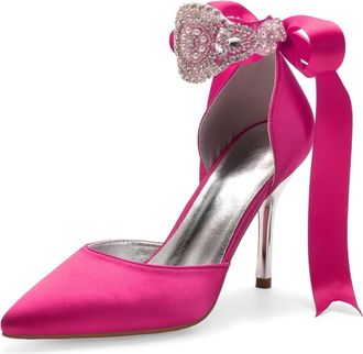 Miyoopark Wedding and Evening Shoes for Women Prom Pumps with Ribbon M531 Rose UK 6.5