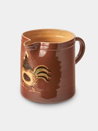Poterie d'&Eacute;vires Chickens Hand-Painted Ceramic Straight-Edge Medium Jug