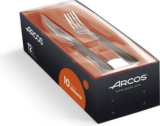 Arcos Juego De Cuchillo Y Tenedor Chuletero Arcos De Mesa 378100 Monoblock De Una Pieza De Acero Inoxidable, Hoja De 11 Cm En Caja De Regalo 12 Piezas