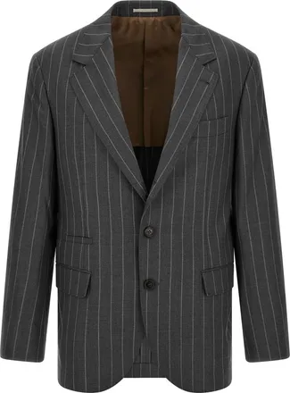 Brunello Cucinelli Charcoal Grey Notched Lapel Blazer