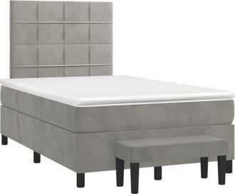 vidaXL Cama Box Spring Con Colch&oacute;n Terciopelo Gris Claro 120x200 Cm Vidaxl