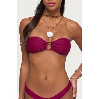 Edikted Silvey Bandeau Bikini Top in Burgundy at Nordstrom, Size X-Small