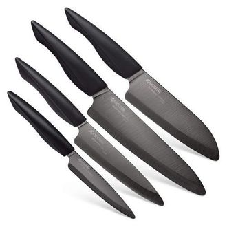 Kyocera INNOVATIONblack 4-Piece Ceramic Knife Set, 4.5-Inch Utility, 5-Inch Slicing, 5.5-Inch Santoku, & 7-Inch Chefs Knife at Nordstrom
