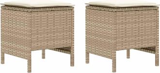 vidaXL 2 Uds. Reposapi&eacute;s De Jard&iacute;n Rat&aacute;n Sint&eacute;tico Beige Y Crema Vidaxl