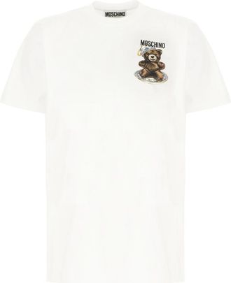 Moschino White Crew Neck Logo T-Shirt
