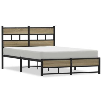 Berkfield Home Metal Bed Frame without Mattress Sonoma Oak 120x190 cm Small Double in Brown