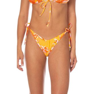 Maaji Sunkissed Shore Dreamscape Reversible Side Tie Bikini Bottoms in Yellow at Nordstrom, Size Medium