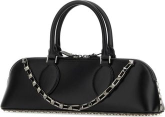 Valentino Garavani Womens Black Leather Rockstud East-West Handbag Nero Exterior: Calf Lining Borse A Mano Bag