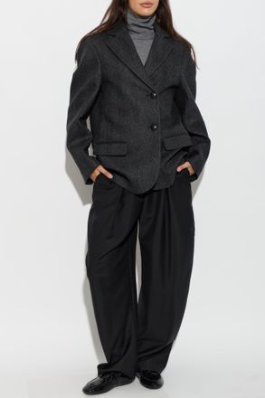 R&oacute;he Double-breasted Herringbone Blazer, Womens, Grey