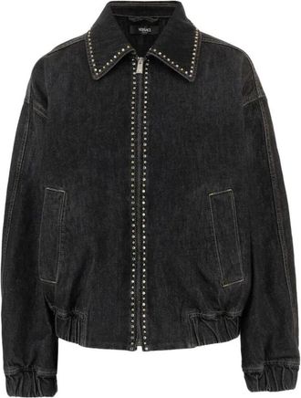 Versace Versierde Denim Bomberjack - Dames - Spijkerjassen - Zwart - XS - Denim - Jassen