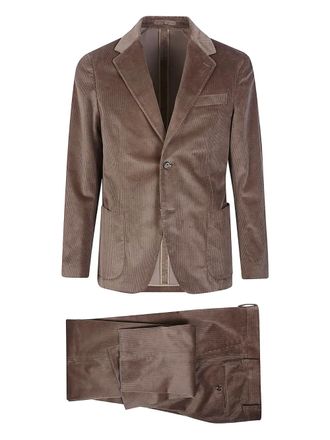 Lardini corduroy single-breasted suit - men - Elastane/Cotton - 54 - Neutrals
