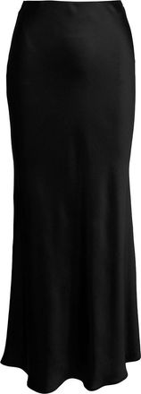 Plaîn Black Midi Skirt With Volant Detail At The End In Satin Woman